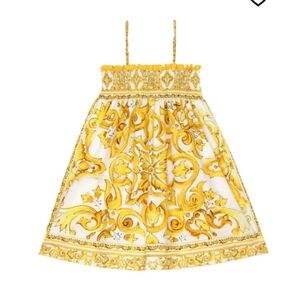 Dolce & Gabbana Kids Majolica Thin-Strap Cotton Dress